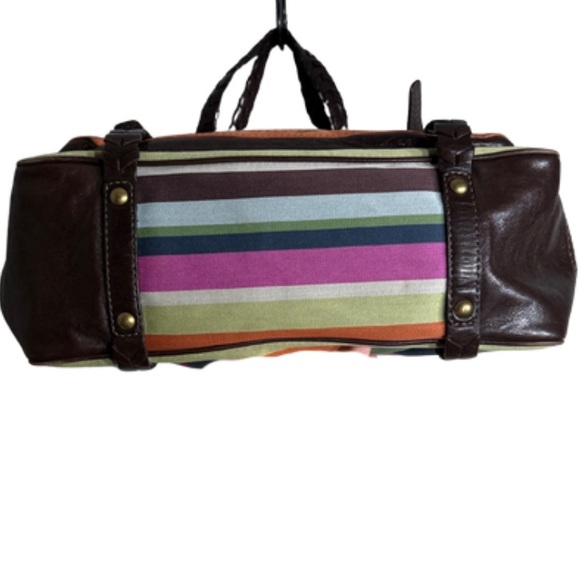 Coach Legacy Stripe Varsity Tote Bag Multicolor Canvas & Brown Leather –  12613 - Picture 4 of 16